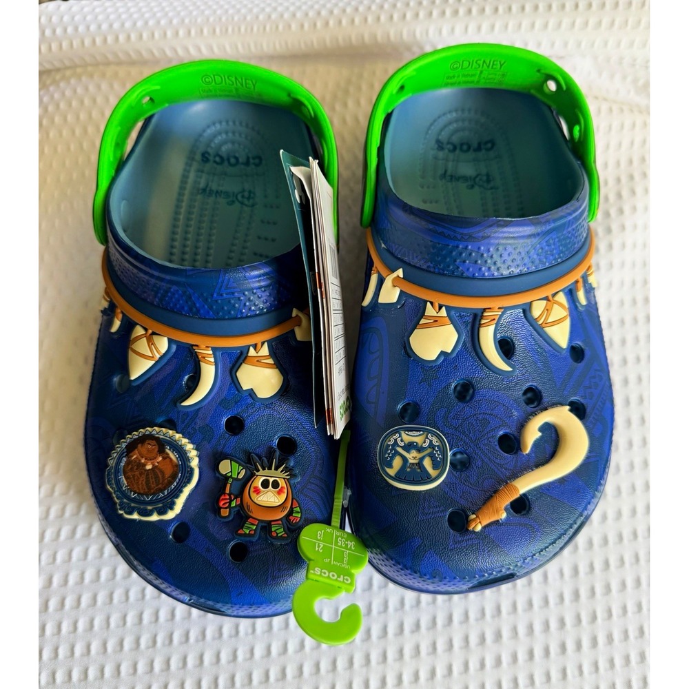 Crocs Disney Moana Clog Blue Green Unisex Kids Slip On Maui Moana Size J3